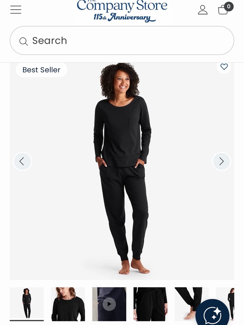 The Company Store Black Women's Long-Sleeve Lounge Top & Jogger Set